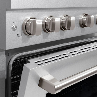 ZLINE 36 in. 5.2 cu. ft. Paramount Gas Range with Convection Gas Oven in Satin Stainless Steel with 6 Brass Burners (SGRS-BR-36)