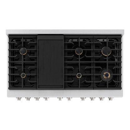 ZLINE 48 in. 6.7 cu. ft. Paramount Double Oven Gas Range in Satin Stainless Steel with 8 Brass Burners (SGRS-BR-48)