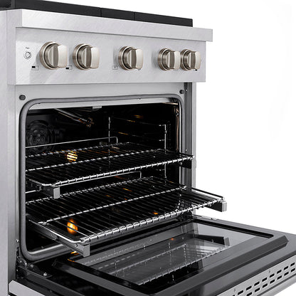 ZLINE 30 in. 4.2 cu. ft. Paramount Gas Range with 4 Burner DuoPro™ Cooktop and Convection Gas Oven in Satin Stainless Steel (PSGRS-30)