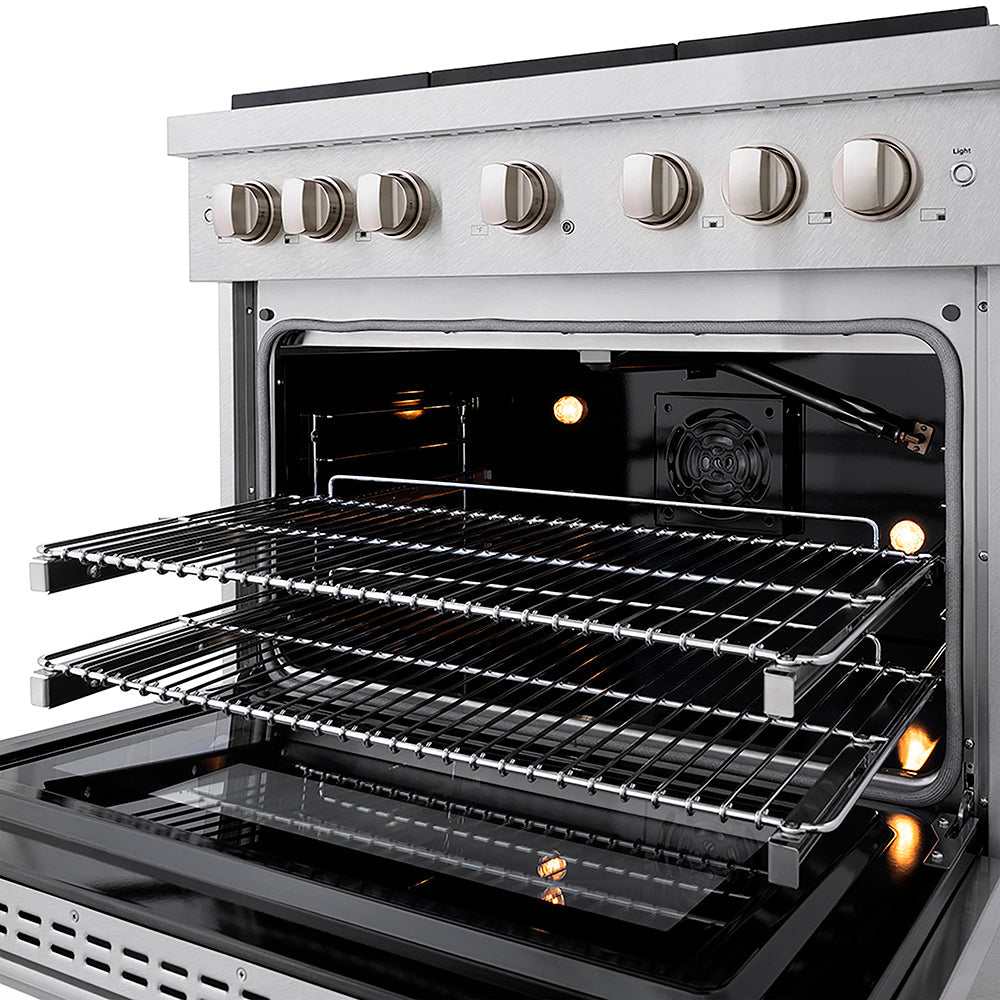 ZLINE 36 in. 5.2 cu. ft. Paramount Gas Range with 6 Burner DuoPro™ Cooktop and Convection Gas Oven in Satin Stainless Steel (PSGRS-36)