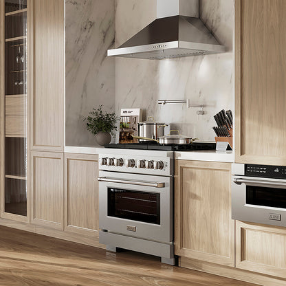 ZLINE 36 in. 5.2 cu. ft. Paramount Gas Range with 6 Burner DuoPro™ Cooktop and Convection Gas Oven in Satin Stainless Steel (PSGRS-36)
