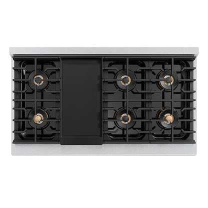 ZLINE 48 in. 6.7 cu. ft. Paramount Gas Range with 8 Burner DuoPro™ Cooktop and Dual Ovens in Satin Stainless Steel with Black Matte Doors (PSGRS-BLM-48)