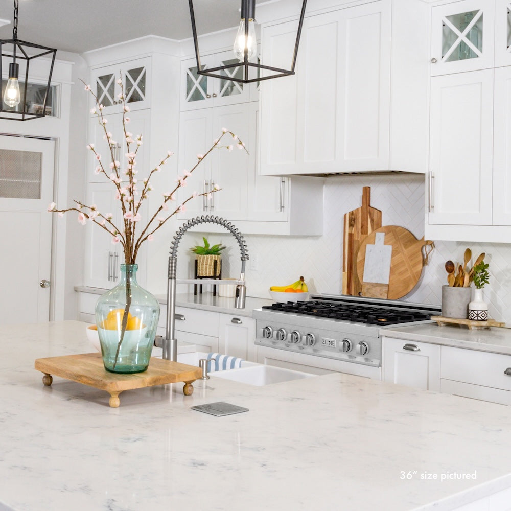ZLINE 30 in. Legacy Gas Rangetop with 4 Brass Burners and Porcelain Cooktop in Satin Stainless Steel (RTS-BR-30)