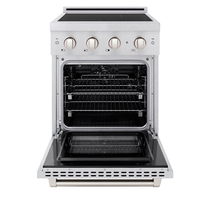 ZLINE 24 in. 3.2 cu. ft. Paramount Induction Range with 3 Element Cooktop and Electric Convection Oven in Satin Stainless Steel (SINRS-24)