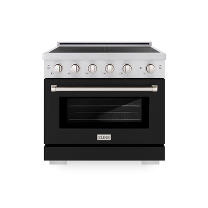 ZLINE 36 in. 5.2 cu. ft. Paramount Induction Range with 5 Element Cooktop and Electric Convection Oven in Satin Stainless Steel with Black Matte Door (SINRS-BLM-36)