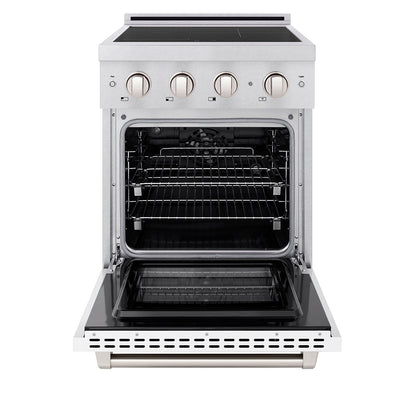 ZLINE 24 in. 3.2 cu. ft. Paramount Induction Range with 3 Element Cooktop and Electric Convection Oven in Satin Stainless Steel with White Matte Door (SINRS-WM-24)