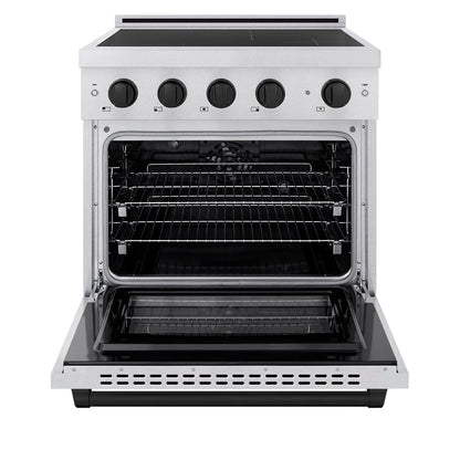 ZLINE Autograph Edition 30 in. 4.2 cu. ft. Paramount Induction Range with 4 Element Cooktop and Electric Convection Oven in Satin Stainless Steel with Matte Black Accents (SINRSZ-30-MB)