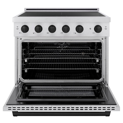 ZLINE Autograph Edition 36 in. 5.2 cu. ft. Paramount Induction Range with 5 Element Cooktop and Electric Convection Oven in Satin Stainless Steel with Matte Black Accents (SINRSZ-36-MB)