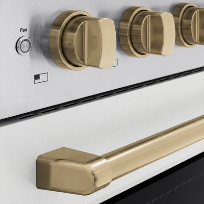 ZLINE Autograph Edition 24 in. 3.2 cu. ft. Paramount Induction Range with 3 Element Cooktop and Electric Convection Oven in Satin Stainless Steel with White Matte Door and Champagne Bronze Accents (SINRSZ-WM-24-CB)