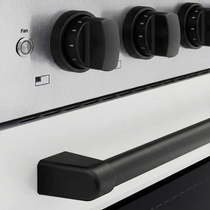 ZLINE Autograph Edition 30 in. 4.2 cu. ft. Paramount Induction Range with 4 Element Cooktop and Electric Convection Oven in Satin Stainless Steel with White Matte Door and Matte Black Accents (SINRSZ-WM-30-MB)