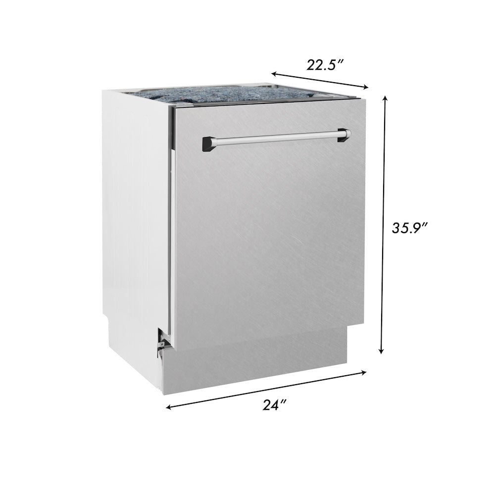 ZLINE 24 in. Tallac Series 3rd Rack Tall Tub Dishwasher with Satin Stainless Steel Panel and Stainless Steel Tub, 51dBa (DWV-SN-24)