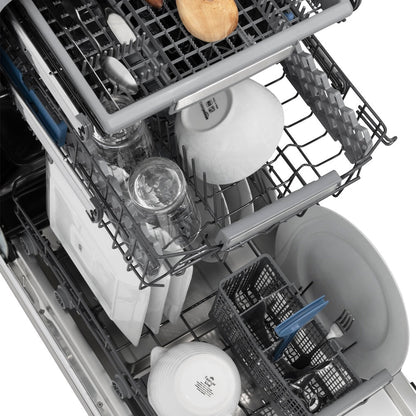 ZLINE 18 in. Tallac Series 3rd Rack Top Control Dishwasher with Satin Stainless Steel Panel and Stainless Steel Tub, 51dBa (DWV-SN-18)