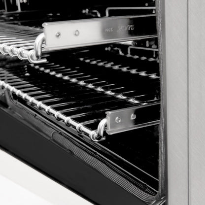 ZLINE 24 in. 2.8 cu. ft. Legacy Dual Fuel Range with 4 Burner Gas Cooktop and Electric Convection Oven in Satin Stainless Steel and White Matte Door (RAS-WM-24)