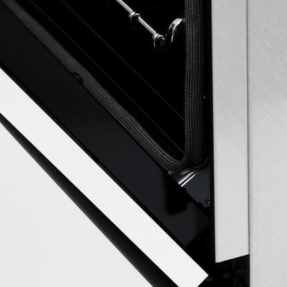 ZLINE 24 in. 2.8 cu. ft. Legacy Dual Fuel Range with 4 Burner Gas Cooktop and Electric Convection Oven in Satin Stainless Steel and White Matte Door (RAS-WM-24)