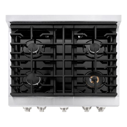 ZLINE 30 in. 4.2 cu. ft. Paramount Dual Fuel Range with 4 Burner Gas Cooktop and Electric Convection Oven in Satin Stainless Steel with White Matte Door (SDRS-WM-30)