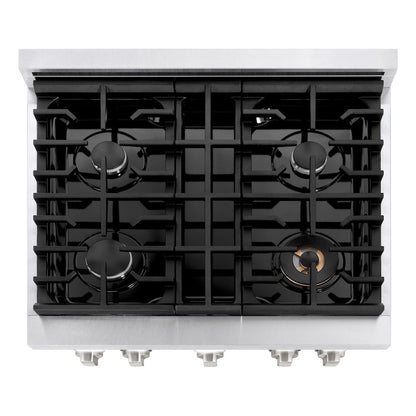 ZLINE 30 in. 4.2 cu. ft. Paramount Gas Range with 4 Burner Cooktop and Convection Gas Oven in Satin Stainless Steel with White Matte Door (SGRS-WM-30)