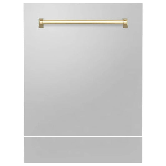 ZLINE 24 in. Tallac Dishwasher Panel in Stainless Steel with Polished Gold Handle (DPVZ-304-24-G)