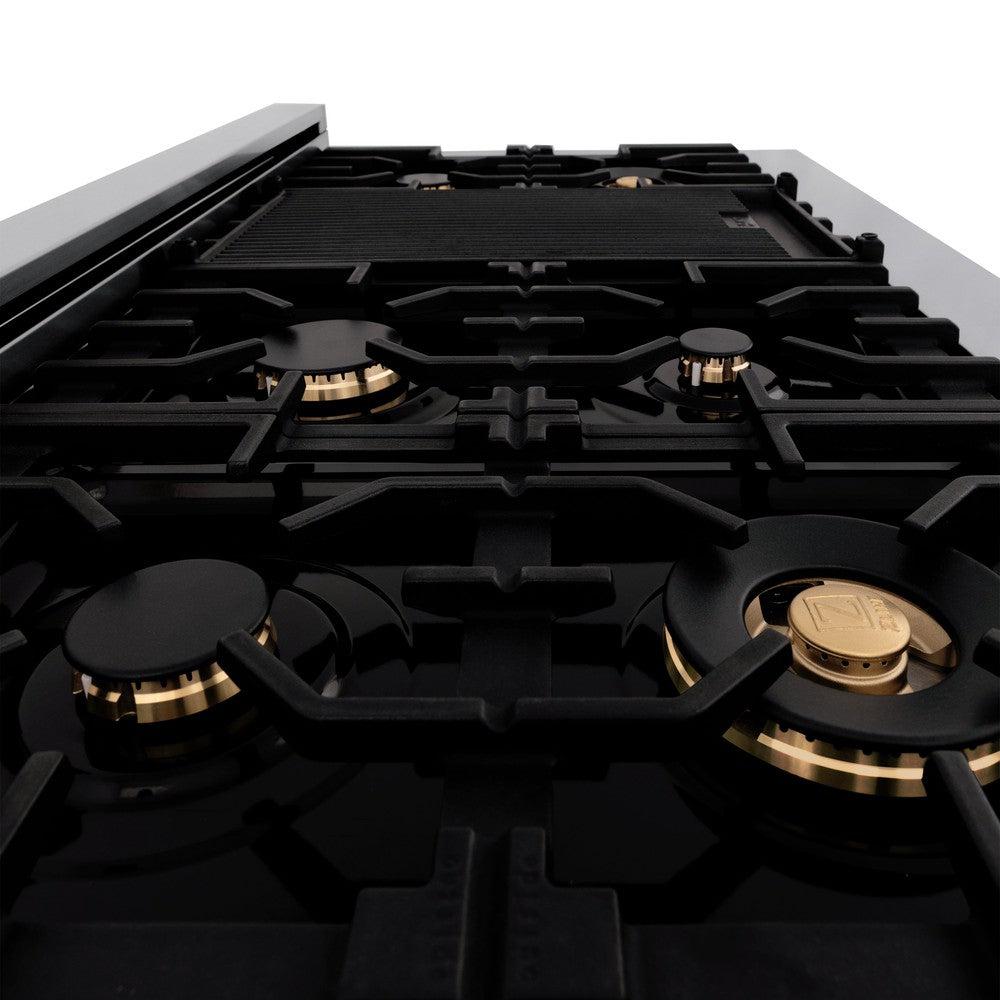 ZLINE Autograph Edition 48 in. 6.0 cu. ft. Legacy Dual Fuel Range with 7 Burner Gas Cooktop and 2 Electric Ovens in Stainless Steel and Matte Black Accents (RAZ-48-MB)