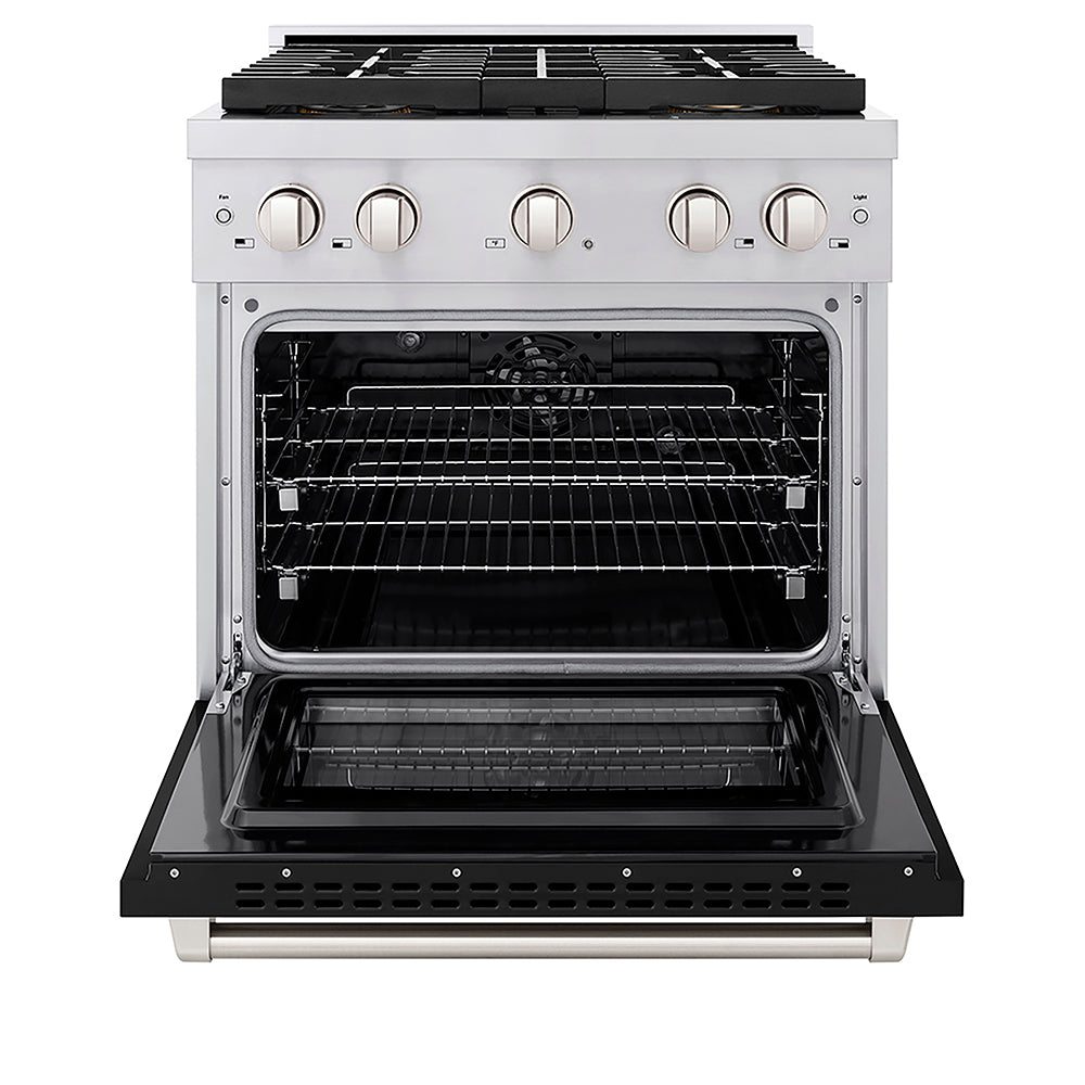 ZLINE 30 in. 4.2 cu. ft. Paramount Dual Fuel Range with 4 Burner DuoPro™ Cooktop and Electric Convection Oven with Black Matte Door (PSDR-BLM-30)