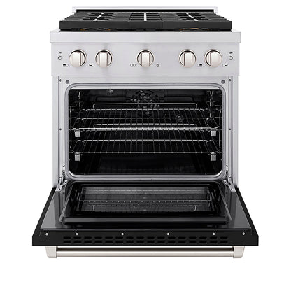 ZLINE 30 in. 4.2 cu. ft. Paramount Dual Fuel Range with 4 Burner DuoPro™ Cooktop and Electric Convection Oven with Black Matte Door (PSDR-BLM-30)