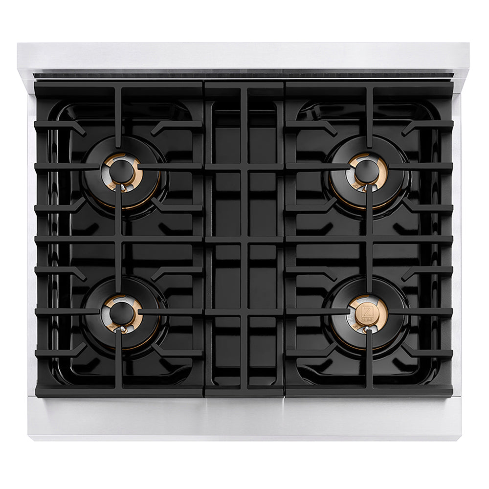 ZLINE 30 in. 4.2 cu. ft. Paramount Dual Fuel Range with 4 Burner DuoPro™ Cooktop and Electric Convection Oven with White Matte Door (PSDR-WM-30)