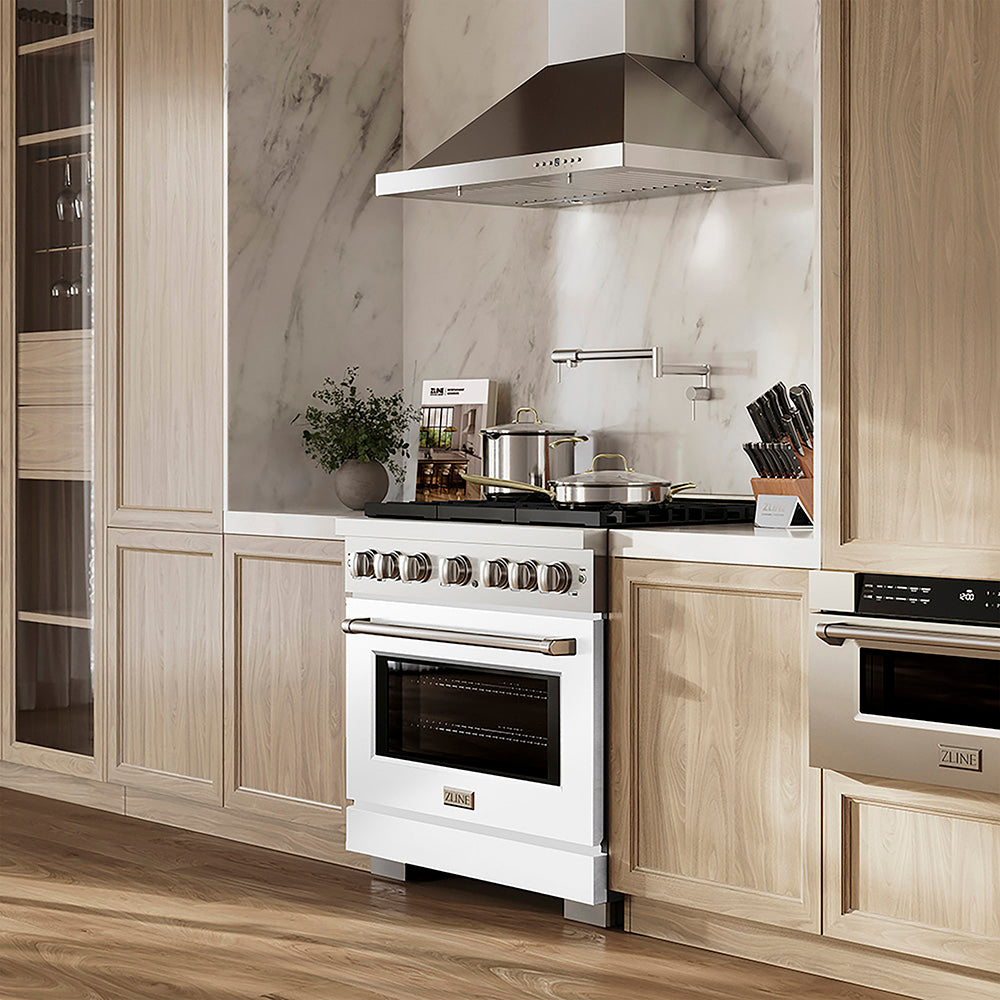 ZLINE 36 in. 5.2 cu. ft. Paramount Dual Fuel Range with 6 Burner DuoPro™ Cooktop and Electric Convection Oven with White Matte Door (PSDR-WM-36)