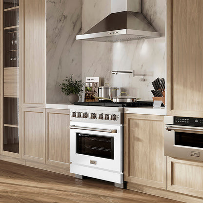 ZLINE 36 in. 5.2 cu. ft. Paramount Dual Fuel Range with 6 Burner DuoPro™ Cooktop and Electric Convection Oven with White Matte Door (PSDR-WM-36)