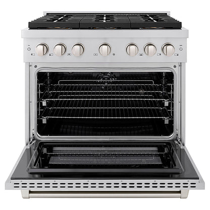 ZLINE 36 in. 5.2 cu. ft. Paramount Dual Fuel Range with 6 Burner DuoPro™ Cooktop and Electric Convection Oven in Stainless Steel (PSDR36)