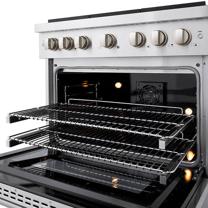 ZLINE 36 in. 5.2 cu. ft. Paramount Dual Fuel Range with 6 Burner DuoPro™ Cooktop and Electric Convection Oven in Stainless Steel (PSDR36)