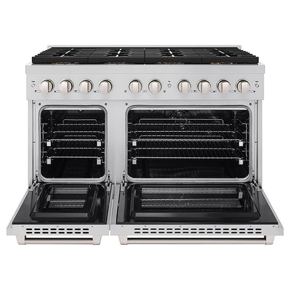 ZLINE 48 in. 6.7 cu. ft. Paramount Dual Fuel Range with 8 Burner DuoPro™ Cooktop and Dual Ovens in Stainless Steel (PSDR48)