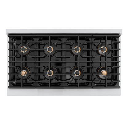 ZLINE Autograph Edition 48 in. 6.7 cu. ft. Paramount Dual Fuel Range with 8 Burner DuoPro™ Cooktop and Dual Ovens with Black Matte Doors and Champagne Bronze Accents (PSDRZ-BLM-48-CB)