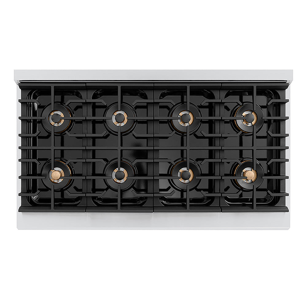 ZLINE Autograph Edition 48 in. 6.7 cu. ft. Paramount Dual Fuel Range with 8 Burner DuoPro™ Cooktop and Dual Ovens with Black Matte Doors and Polished Gold Accents (PSDRZ-BLM-48-G)