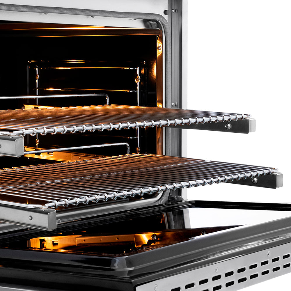 ZLINE Autograph Edition 36 in. 5.2 cu. ft. Paramount Dual Fuel Range with 6 Burner Gas Cooktop and Electric Convection Oven in Stainless Steel with Polished Nickel Helix Handle and Knob Accents (SDRZ-36-KPN)