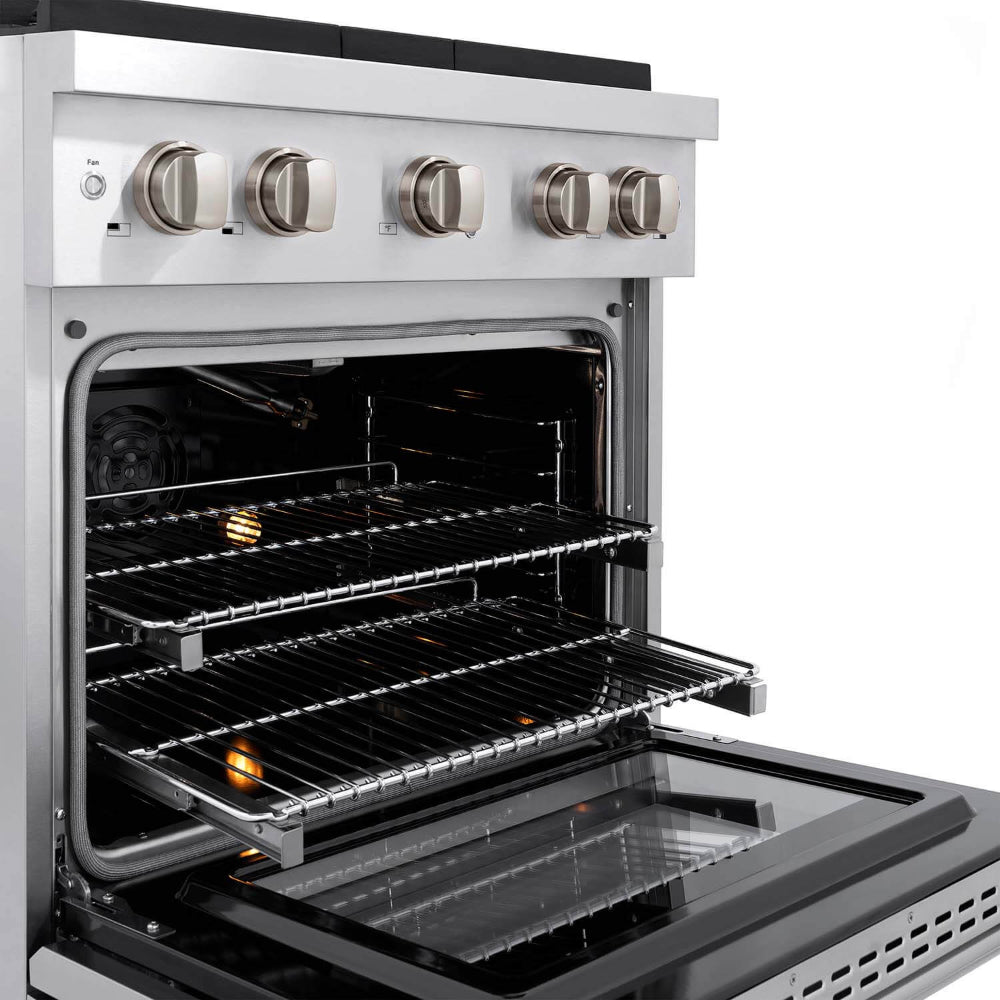 ZLINE 30 in. Kitchen Package with Stainless Steel Gas Range, Modern Over The Range Microwave and Tall Tub Dishwasher (3KP-SGROTR30-DWV)