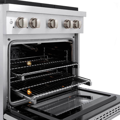 ZLINE 30 in. Kitchen Package Stainless Steel Gas Range and Over The Range Microwave with Modern Handle (2KP-SGROTR30)