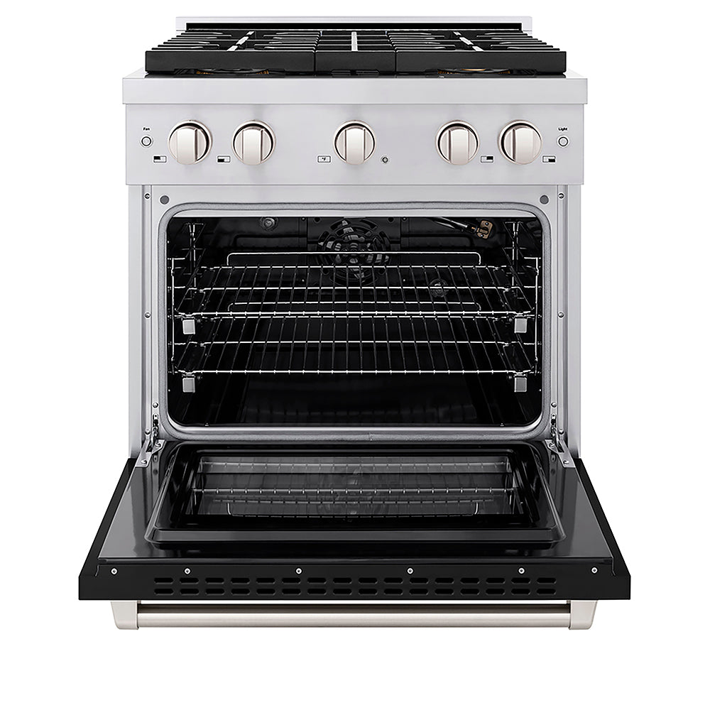 ZLINE 30 in. 4.2 cu. ft. Paramount Gas Range with 4 Burner DuoPro™ Cooktop and Convection Gas Oven with Black Matte Door (PSGR-BLM-30)