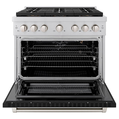 ZLINE 36 in. 5.2 cu. ft. Paramount Gas Range with 6 Burner DuoPro™ Cooktop and Convection Gas Oven with Black Matte Door (PSGR-BLM-36)
