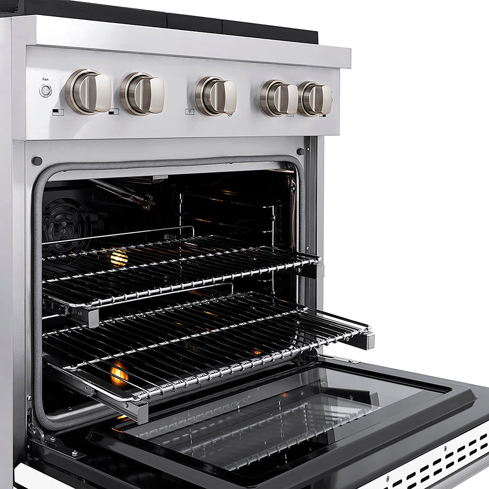 ZLINE 30 in. 4.2 cu. ft. Paramount Gas Range with 4 Burner DuoPro™ Cooktop and Convection Gas Oven with White Matte Door (PSGR-WM-30)