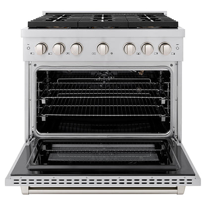 ZLINE 36 in. 5.2 cu. ft. Paramount Gas Range with 6 Burner DuoPro™ Cooktop and Convection Gas Oven in Stainless Steel (PSGR36)