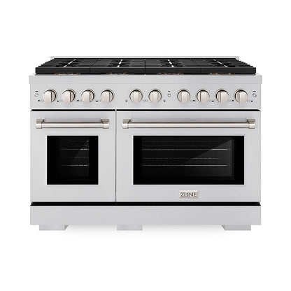ZLINE 48 in. 6.7 cu. ft. Paramount Gas Range with 8 Burner DuoPro™ Cooktop and Dual Ovens in Stainless Steel (PSGR48)