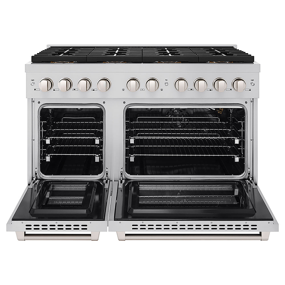 ZLINE 48 in. 6.7 cu. ft. Paramount Gas Range with 8 Burner DuoPro™ Cooktop and Dual Ovens in Stainless Steel (PSGR48)