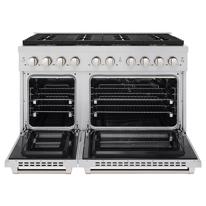 ZLINE 48 in. 6.7 cu. ft. Paramount Gas Range with 8 Burner DuoPro™ Cooktop and Dual Ovens in Stainless Steel (PSGR48)