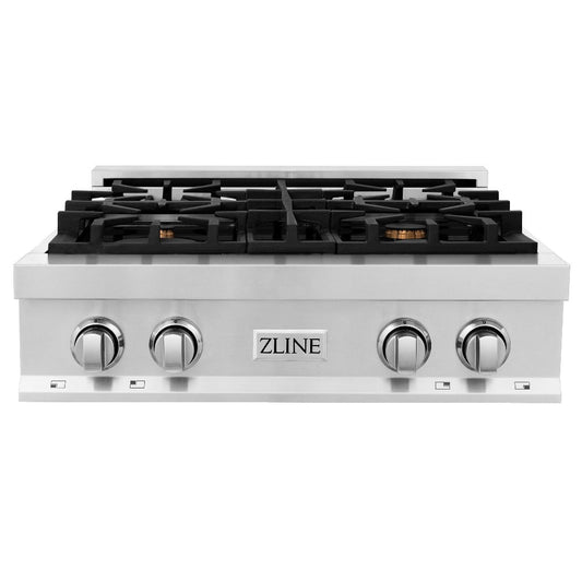 ZLINE 30 in. Legacy Gas Rangetop with 4 Brass Burners and Porcelain Cooktop in Stainless Steel (RT-BR-30)