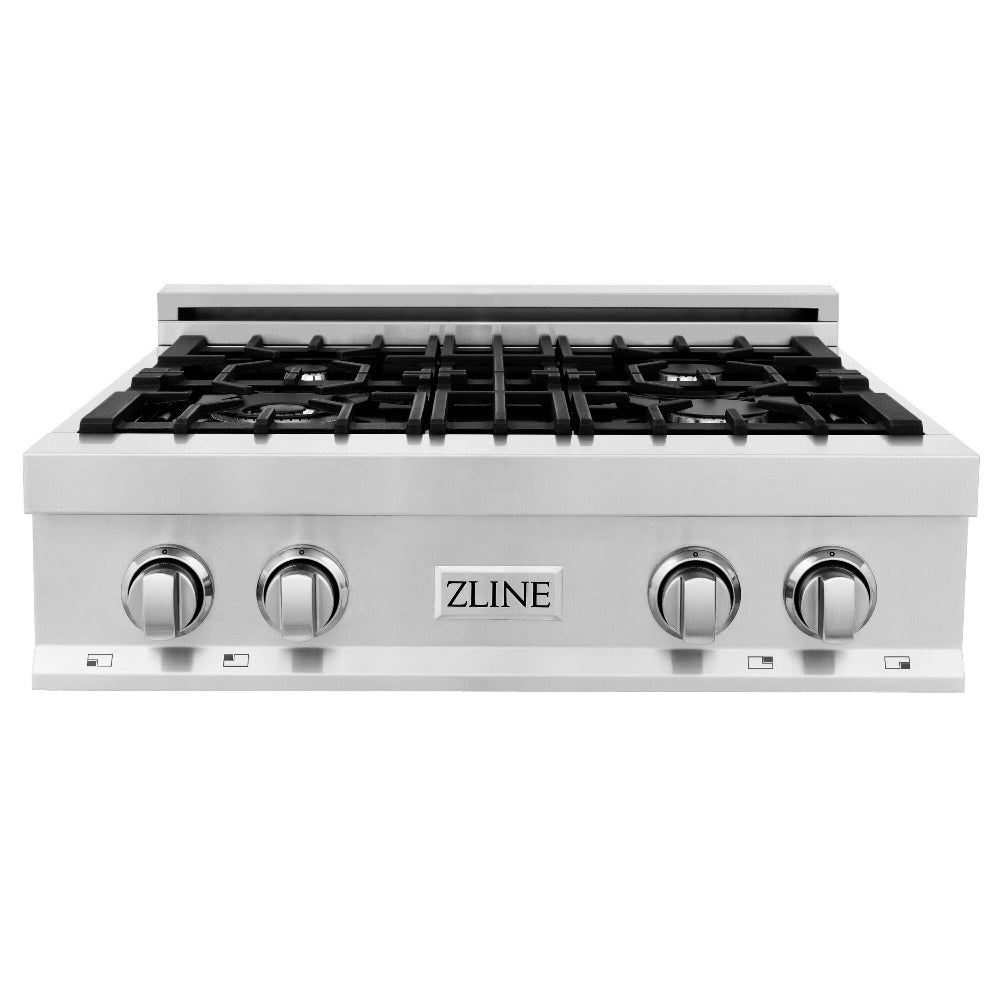 ZLINE Kitchen Package with Refrigerator, 30 in. Stainless Steel Rangetop, 30 in. Range Hood, 30 in. Single Wall Oven and 24 in. Tall Tub Dishwasher (5KPR-RTRH30-AWSDWV)