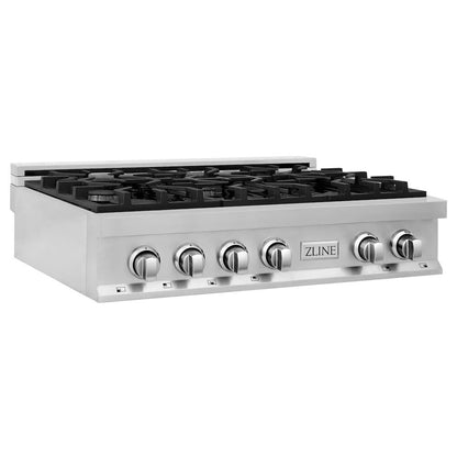 ZLINE Kitchen Package with 36 in. Stainless Steel Rangetop and 36 in. Convertible Range Hood (2KP-RTRH36)