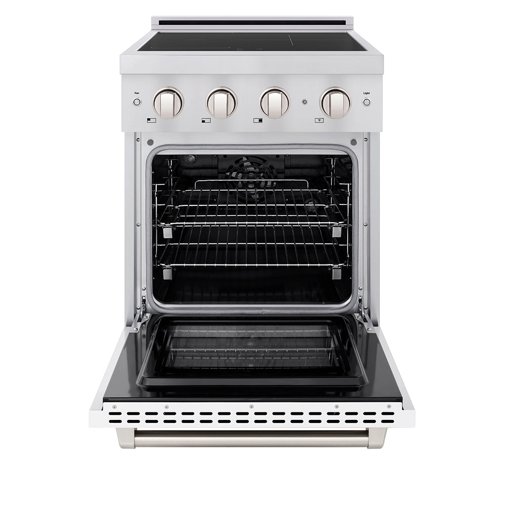 ZLINE 24 in. 3.2 cu. ft. Paramount Induction Range with 3 Element Cooktop and Electric Convection Oven in Stainless Steel with White Matte Door (SINR-WM-24)