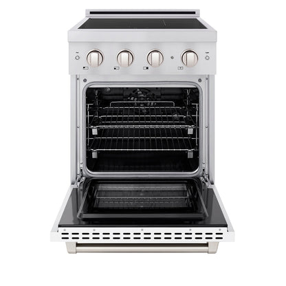 ZLINE 24 in. 3.2 cu. ft. Paramount Induction Range with 3 Element Cooktop and Electric Convection Oven in Stainless Steel with White Matte Door (SINR-WM-24)