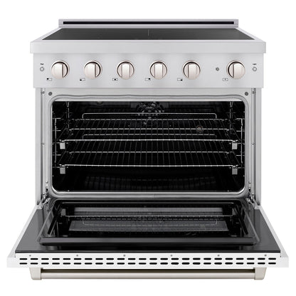 ZLINE 36 in. 5.2 cu. ft. Paramount Induction Range with 5 Element Cooktop and Electric Convection Oven in Stainless Steel with White Matte Door (SINR-WM-36)
