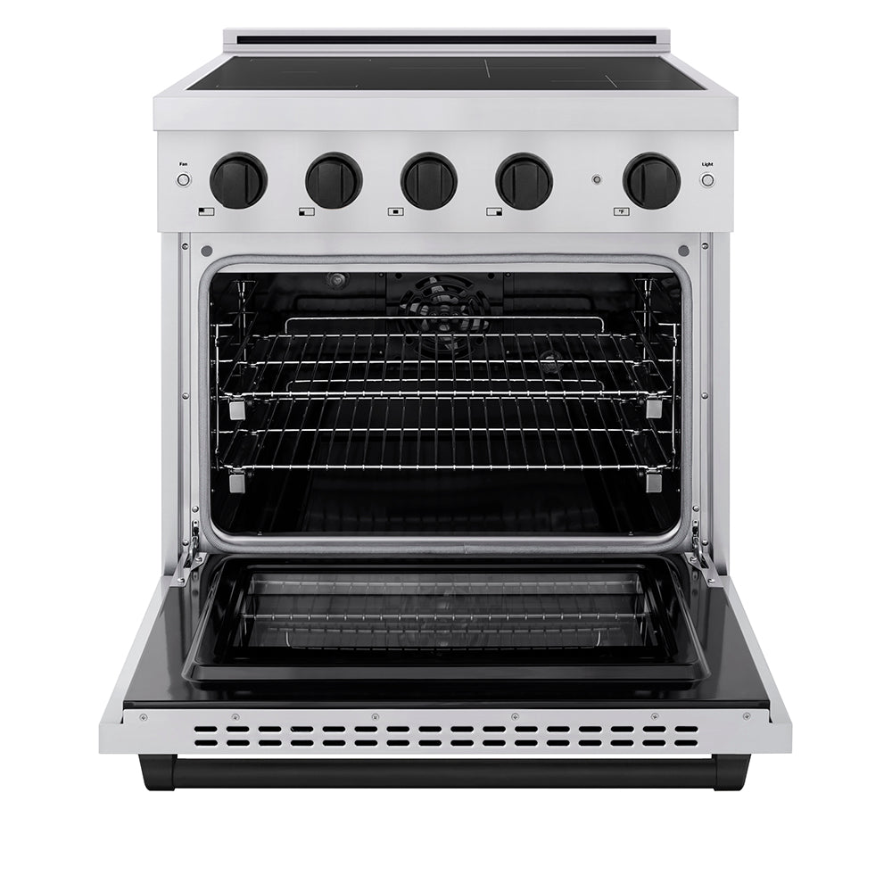 ZLINE Autograph Edition 30 in. 4.2 cu. ft. Paramount Induction Range with 4 Element Cooktop and Electric Convection Oven in Stainless Steel with Matte Black Accents (SINRZ-30-MB)