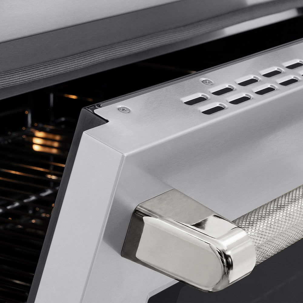 ZLINE Autograph Edition 36 in. 5.2 cu. ft. Paramount Induction Range with 5 Element Cooktop and Electric Convection Oven in Stainless Steel with Polished Nickel Helix Handle and Knob Accents (SINRZ-36-KPN)